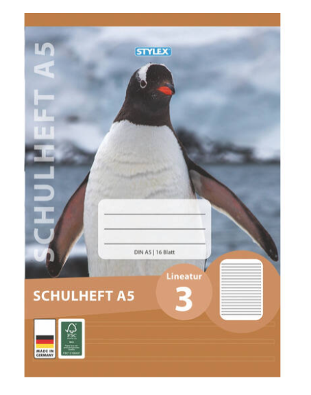 Stylex Schulheft, Lineatur 3, DIN A5, 16 Blatt