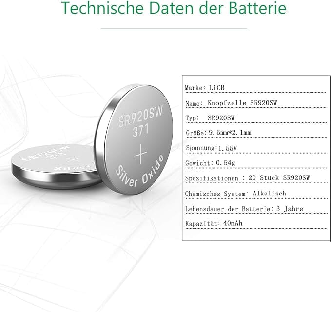 LiCB 20 Stück SR920SW Batterien LiCB