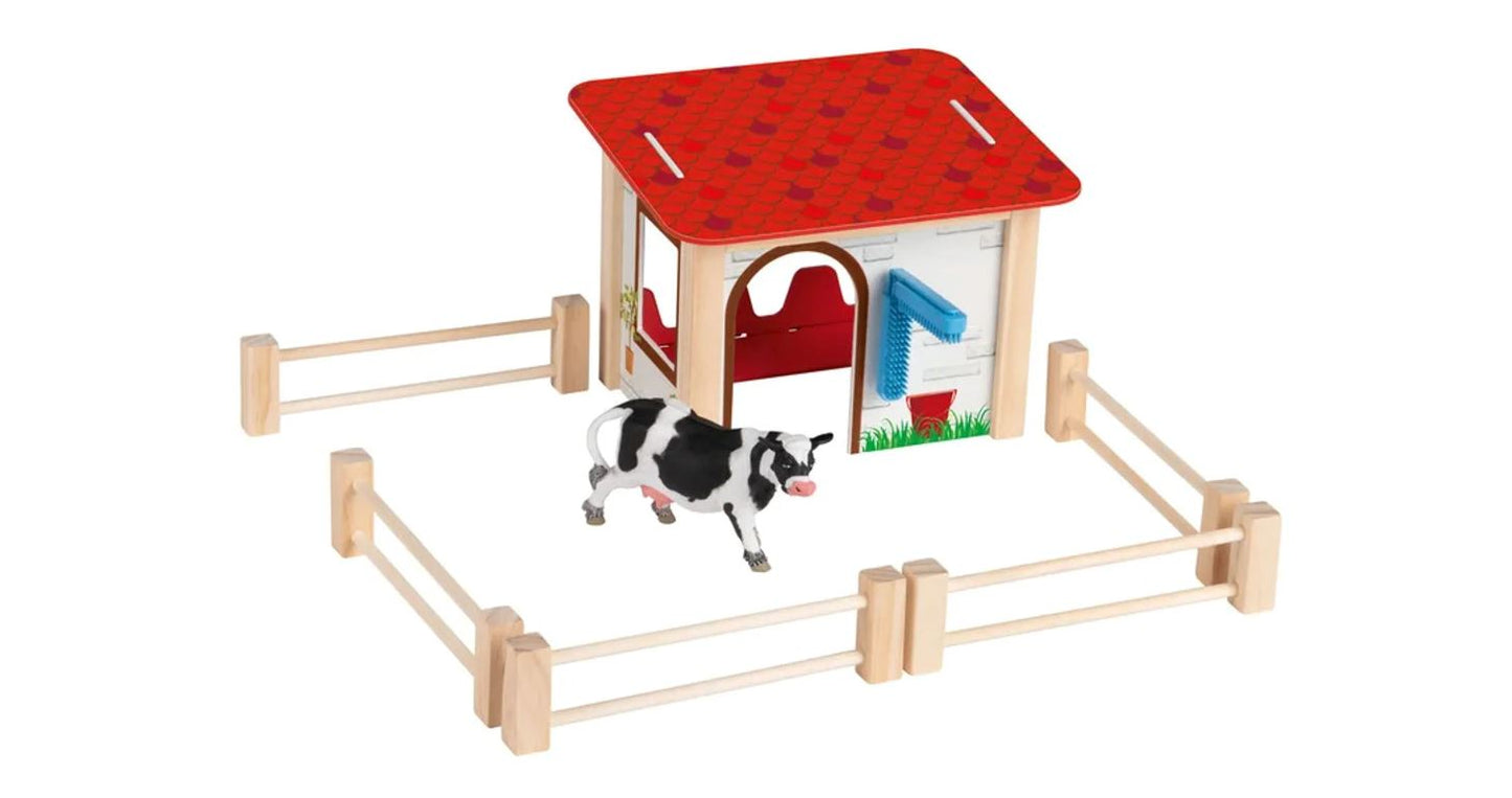 Playtive Spieltiere Set, Kuhstall, aus Holz, Kinderspielzeug Kinderspielzeug Playtive