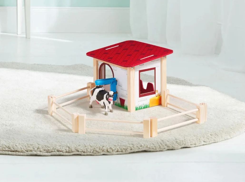 Playtive Spieltiere Set, Kuhstall, aus Holz, Kinderspielzeug Kinderspielzeug Playtive