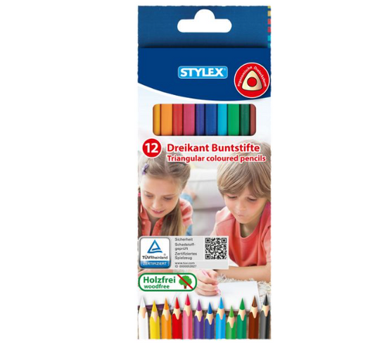 Stylex Buntstifte, Dreikant, 12 Stück