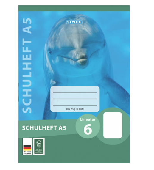 Stylex Schulheft, Lineatur 6, DIN A5, 16 Blatt